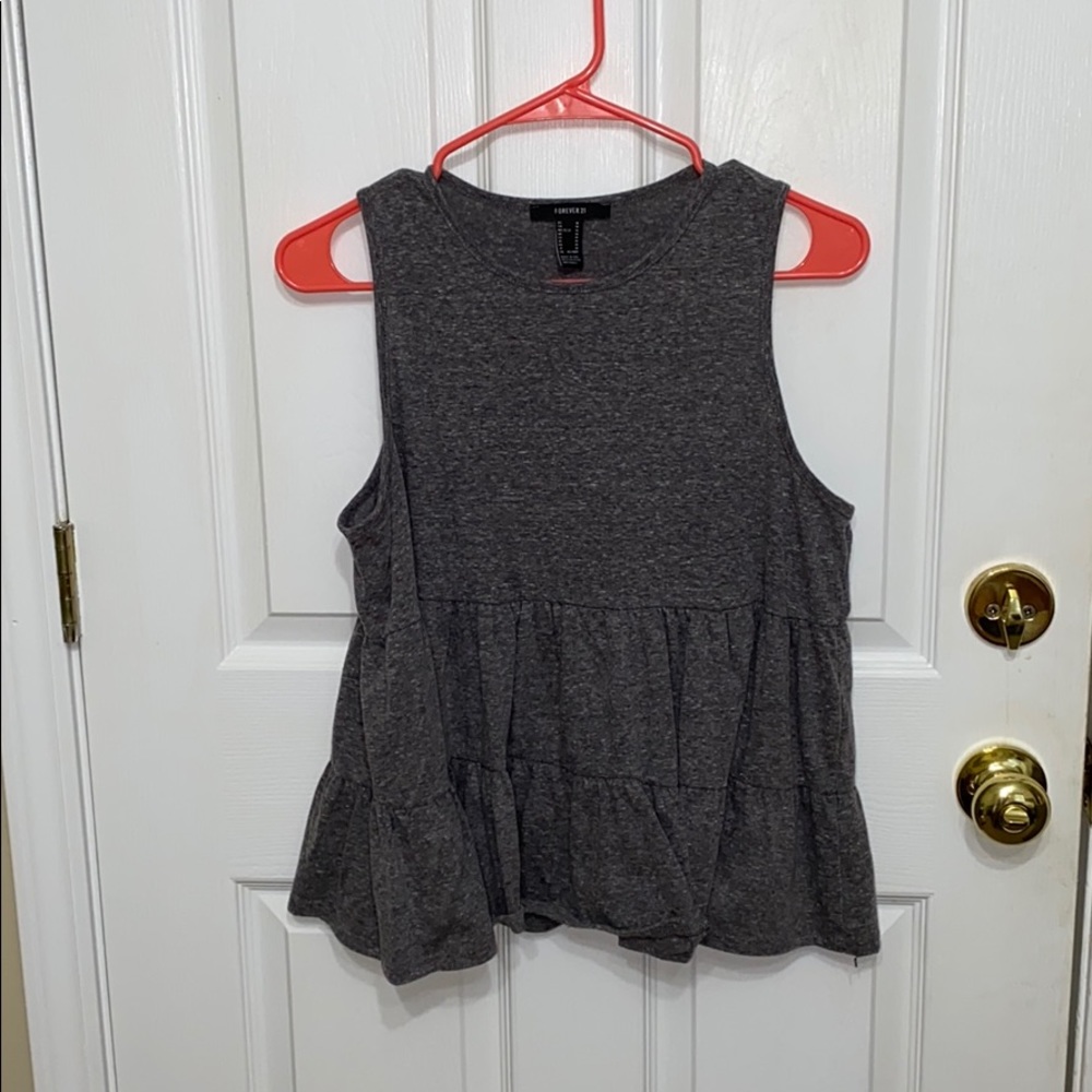 Gray Ruffle Top